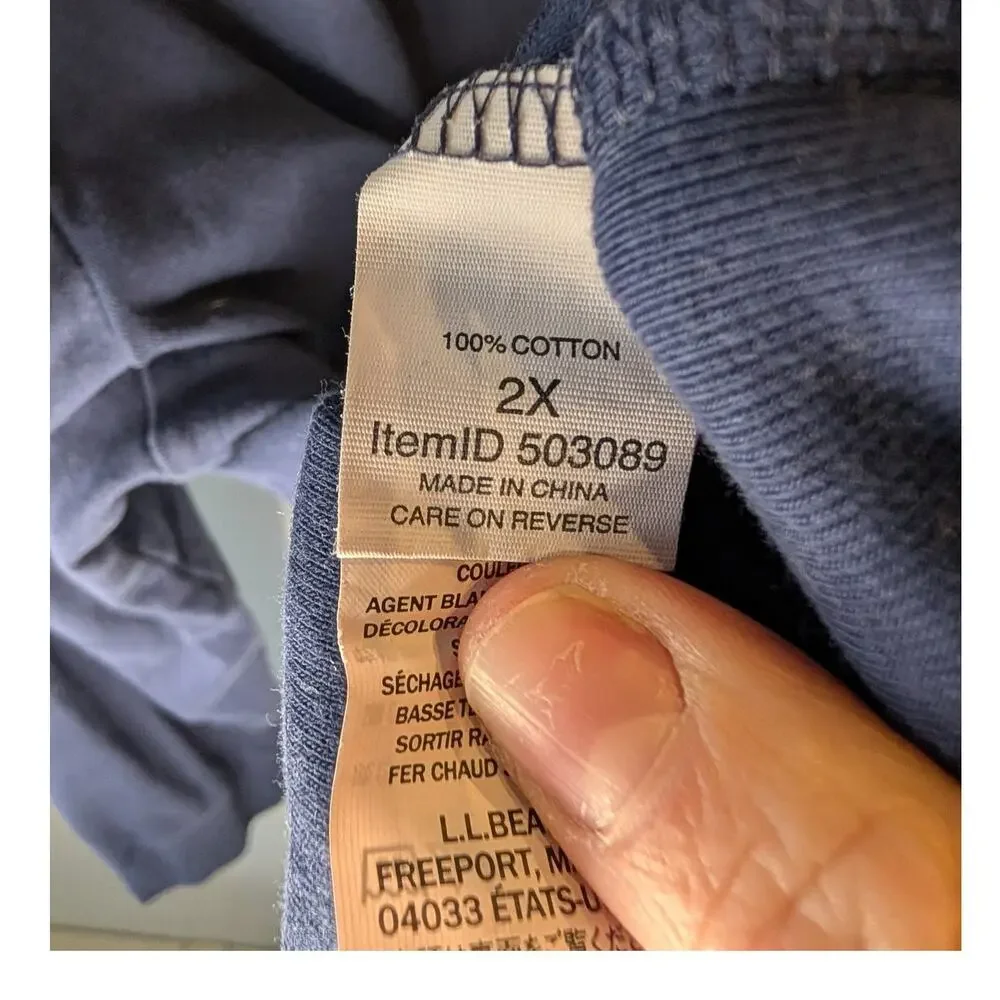 L.L.Bean Womens Navy Blue Flannel Lined Henley Sleep Shirt Pajama Top 2X